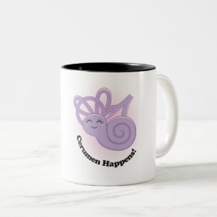 Caneca De Café Em Dois Tons Connie Cochlea, "Cerumen Acontece!"Mug De Café