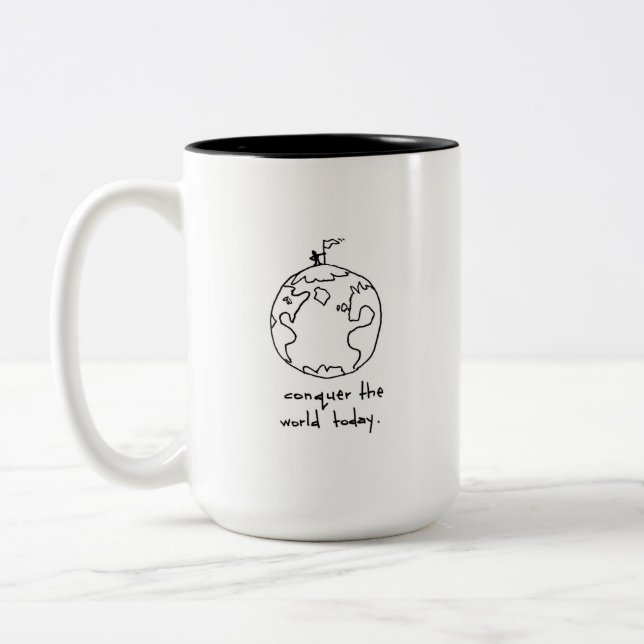 Caneca De Café Em Dois Tons Conquistar o Mundo (Esquerda)