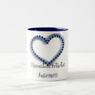 Caneca De Café Em Dois Tons Consciência da Artrite Reumatoide Coração Pontilha
