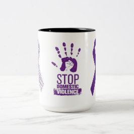Caneca De Café Em Dois Tons Consciência da violência doméstica