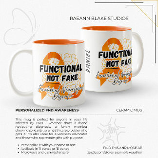 Caneca De Café Em Dois Tons Conscientização sobre FND Funcional Não Falso Pers