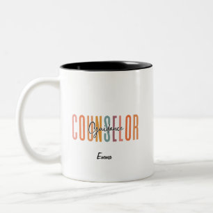 Caneca De Café Em Dois Tons Conselheiro de Orientação Escolar Personalizado