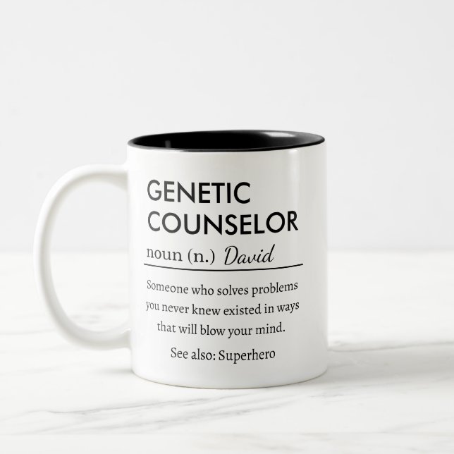 Caneca De Café Em Dois Tons Conselheiro Genético Personalizado (Esquerda)