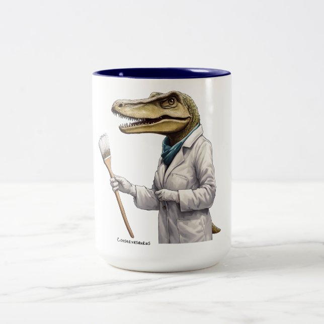 Caneca De Café Em Dois Tons Conservassauro Dinossauro (Centro)