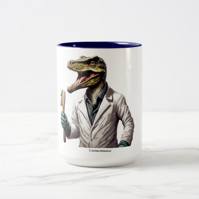 Caneca De Café Em Dois Tons Conservassauro Dinossauro (Centro)
