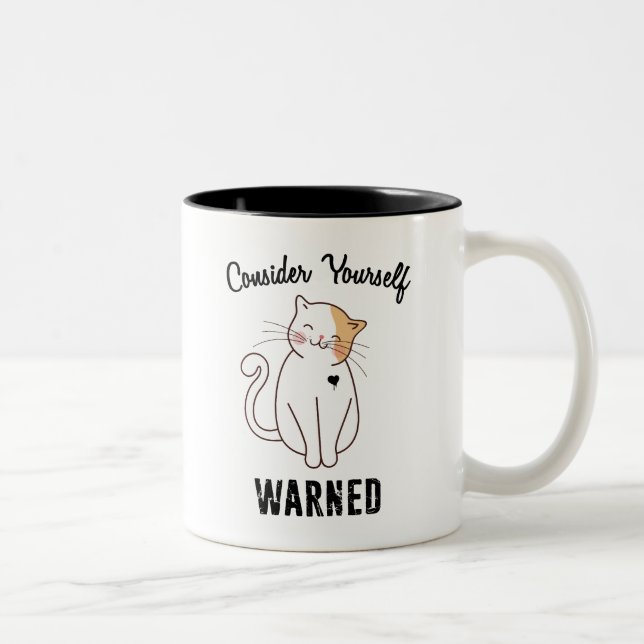 Caneca De Café Em Dois Tons Considere-Se Mau Advertido Gato (Direita)