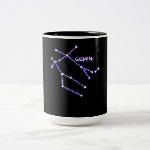 Caneca De Café Em Dois Tons Constelação Astronômica - Astrologia Zodiac Gemini