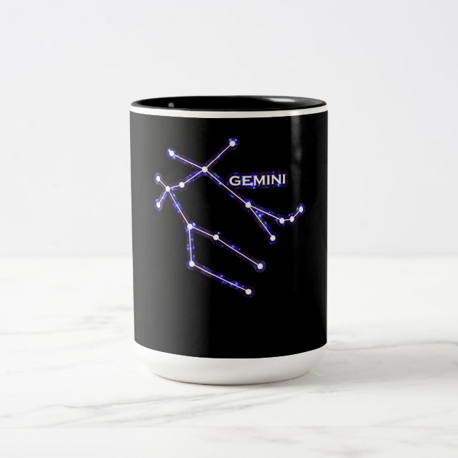 Caneca De Café Em Dois Tons Constelação Astronômica - Astrologia Zodiac Gemini (Centro)