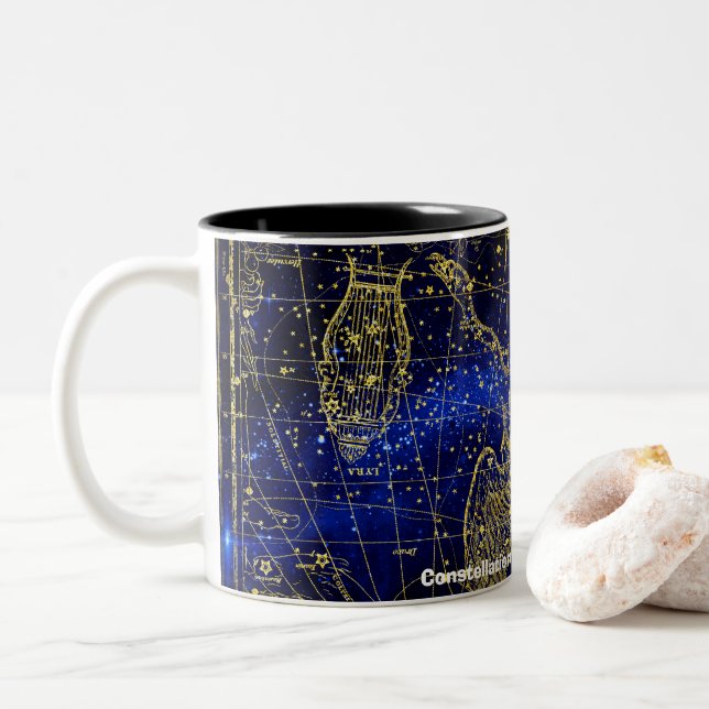Caneca De Café Em Dois Tons Constelação do Lagarto (Com Donut)