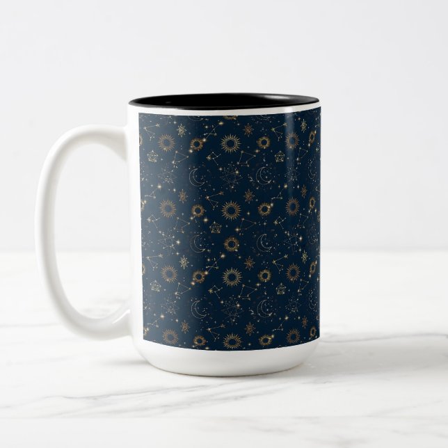 Caneca De Café Em Dois Tons Constelações Noturnas (Esquerda)