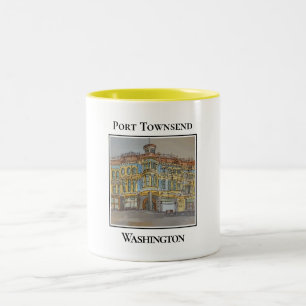 Caneca De Café Em Dois Tons Construção de Cute, Port Townsend, Washington