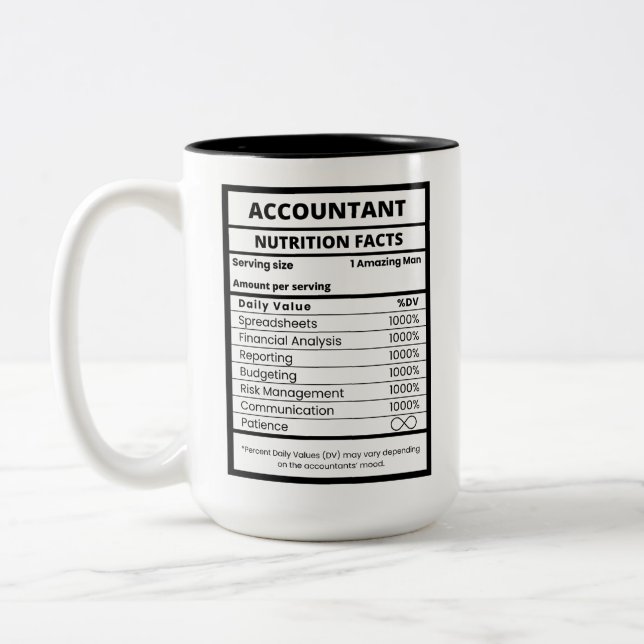 Caneca De Café Em Dois Tons Contador Divertido Valor Diário Trabalho (Esquerda)