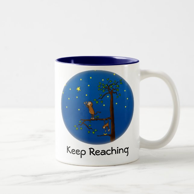 Caneca De Café Em Dois Tons Continua A Alcançar O Monkey Mug (Direita)