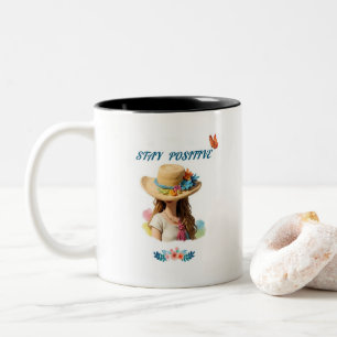Caneca De Café Em Dois Tons continue positivo, aspas mug.