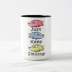 Caneca De Café Em Dois Tons Continue sorrindo! Peixes dentuços coloridos