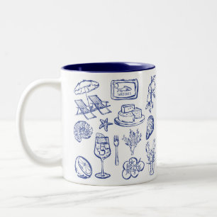 Caneca De Café Em Dois Tons Contorno da Vida Mediterrânica
