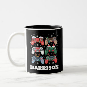 Caneca De Café Em Dois Tons Controlador de Jogo Personalizado do Papai Noel Ga