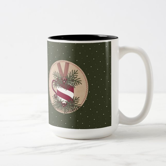 Caneca De Café Em Dois Tons Convênio Candy Cane Mug (Direita)