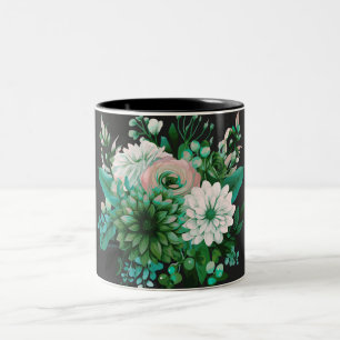 Caneca De Café Em Dois Tons Convite de Casamento Jardim Floral Esmeralda Moder