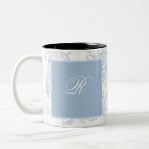 Caneca De Café Em Dois Tons Convite de Chuveiro Nupcial de Flor Silvestre Azul