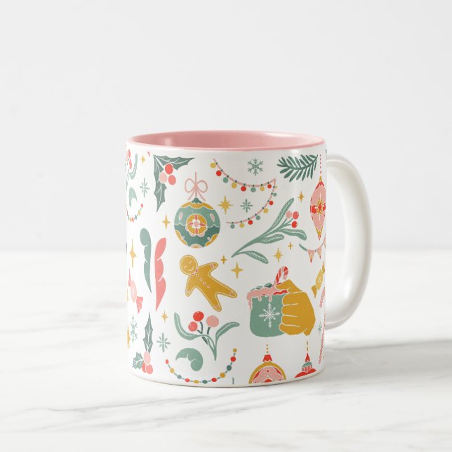 Caneca De Café Em Dois Tons Convite para festas de Natal (Frente Esquerda)