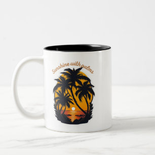 Caneca De Café Em Dois Tons Convites Sunshine & Palm – Elegância Tropical para