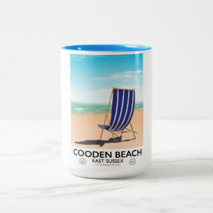 Caneca De Café Em Dois Tons Cooden Beach East Sussex viagens vintage
