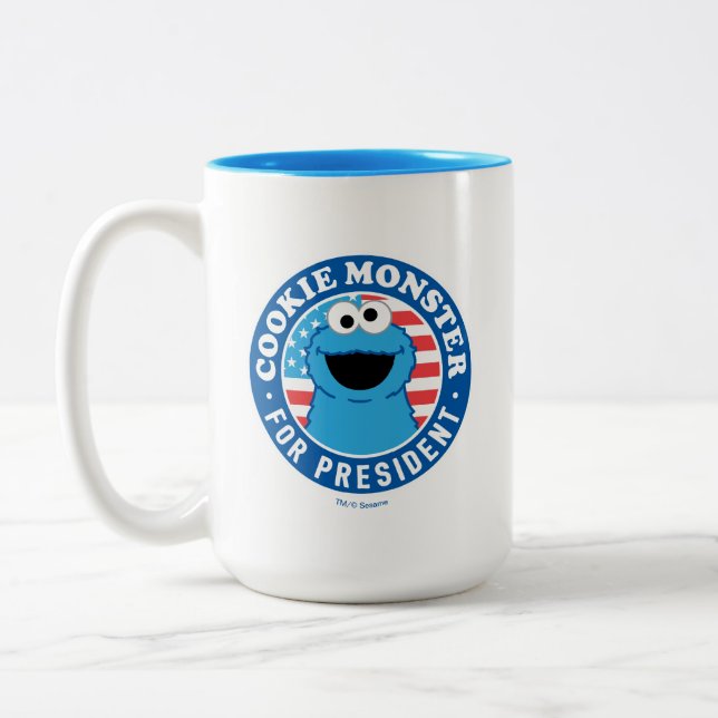 Caneca De Café Em Dois Tons Cookie Monster para Presidente (Esquerda)