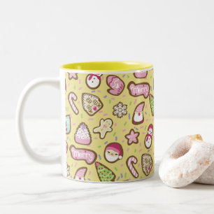 Caneca De Café Em Dois Tons Cookies Amarelo de Natal