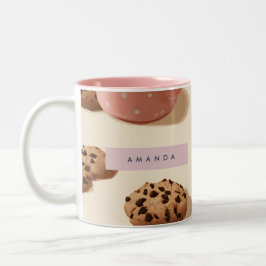 Caneca De Café Em Dois Tons Cookies e Leite de Pastel Cuta Personalizados
