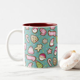 Caneca De Café Em Dois Tons Cookies Turquoise de Natal