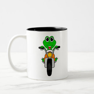 Caneca De Café Em Dois Tons Cool Frog Riding A Motorcycle Cartoon