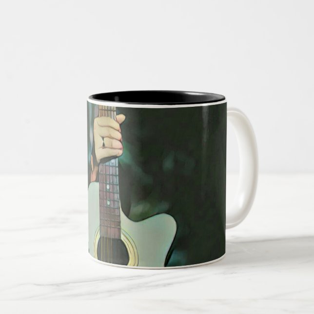 Caneca De Café Em Dois Tons Cool guitarist gifts (Frente Esquerda)