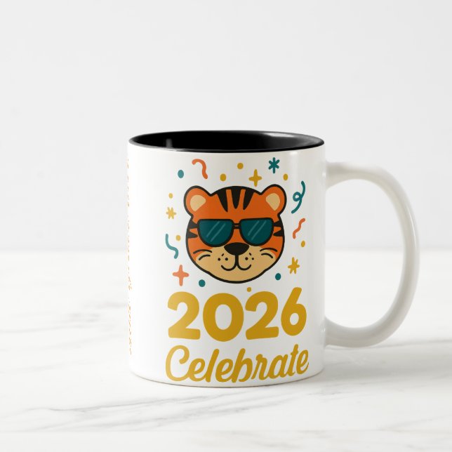 Caneca De Café Em Dois Tons Cool Party Tiger (Direita)
