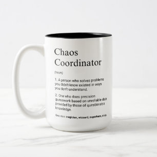 Caneca De Café Em Dois Tons Coordenador de Caos Definição de Gerente Divertido