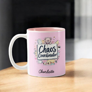 Caneca De Café Em Dois Tons Coordenador de caos Mãe Vida Dia de as mães en