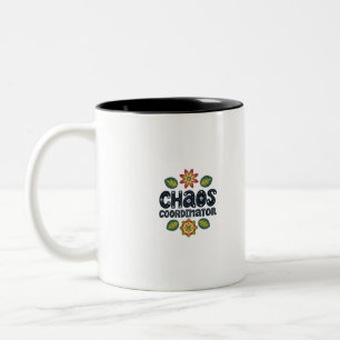 Caneca De Café Em Dois Tons Coordenador de Caos Mamãe Papai especial