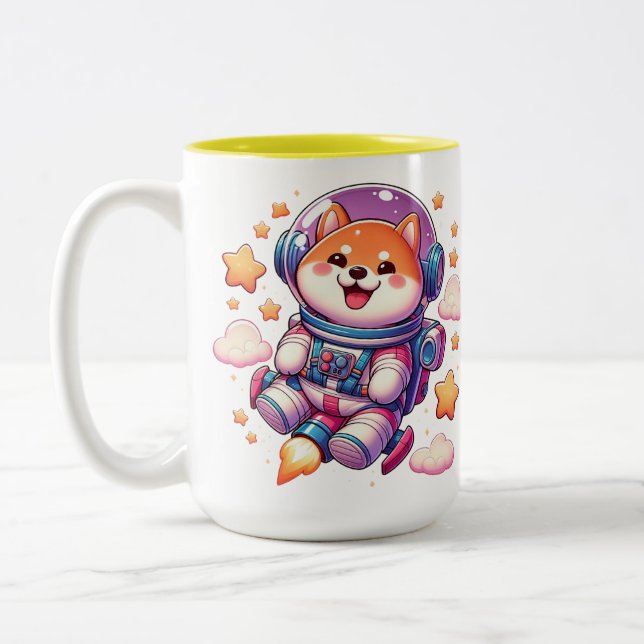 Caneca De Café Em Dois Tons Copo branco de acampamento. Modelo de matilha real (Esquerda)