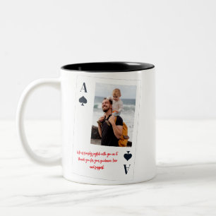 Caneca De Café Em Dois Tons Copo Carta Ás Personalizado Preto e Vermelho com F