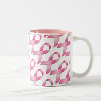 Caneca De Café Em Dois Tons Copo cor-de-rosa da consciência do cancro da mama