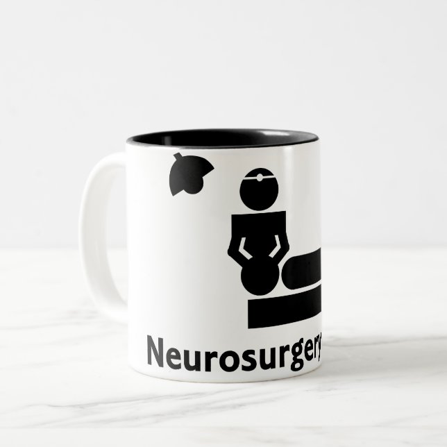 Caneca De Café Em Dois Tons Copo de café arrepiante da neurocirurgia (branco & (Frente Esquerda)