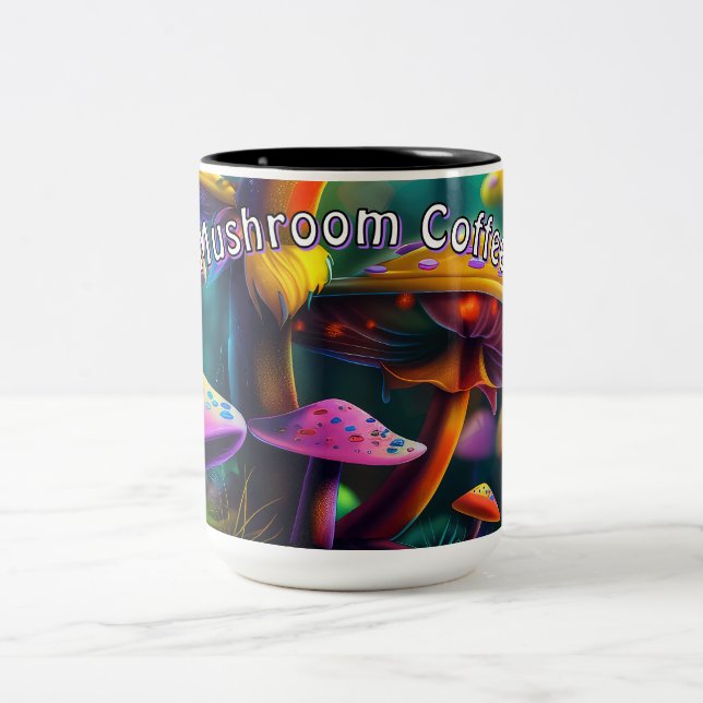 Caneca De Café Em Dois Tons Copo de Café Cogumelos Fantasia (Centro)