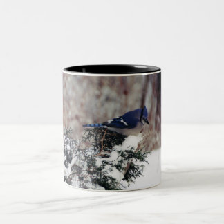 Caneca De Café Em Dois Tons copo de café da neve de jay azul