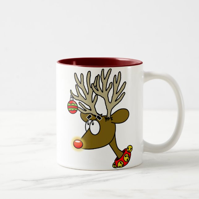 Caneca De Café Em Dois Tons Copo de café da rena do Feliz Natal (Direita)