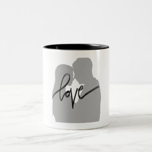 Caneca De Café Em Dois Tons Copo de Café de Duas Cores com Silhueta de Casal R
