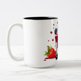 Caneca De Café Em Dois Tons copo de morango com framboesas e sorvete