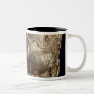 Caneca De Café Em Dois Tons Copo, descrevendo um touro doméstico