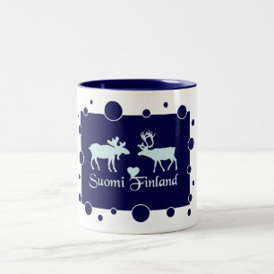 Caneca De Café Em Dois Tons Copo dos alces & da rena de Finlandia