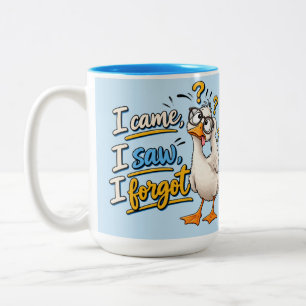Caneca De Café Em Dois Tons Copo engraçado "Eu vim, Eu vi, Eu esqueci" com gan