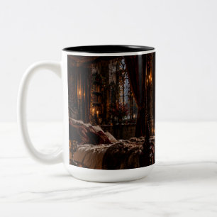Caneca De Café Em Dois Tons Copo Preto Vale da Cama do Dossel de Outono